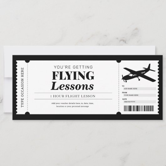 Flying Lessons Piloottraining Gift Voucher Kaart (Voorkant)