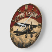 Flying Lessons Vintage Biplane Classic Aviation Grote Klok (Hoek)