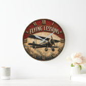 Flying Lessons Vintage Biplane Classic Aviation Grote Klok (Huis)