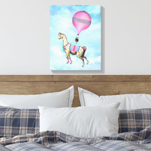 Flying Llama Canvas Afdruk (Insitu (Slaapkamer))