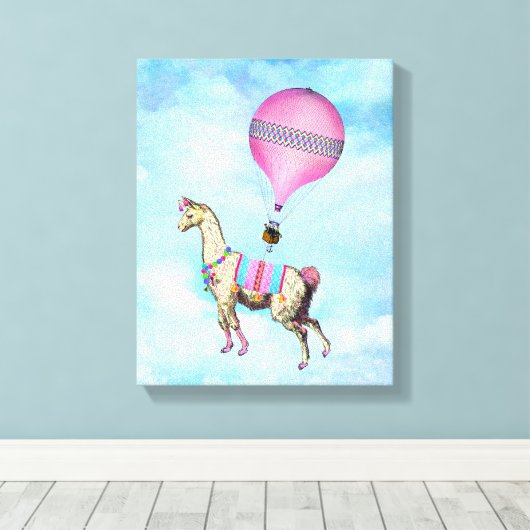 Flying Llama Canvas Afdruk (Insitu (Houten vloer))