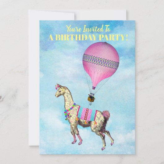Flying Llama Invitation Kaart (Voorkant)