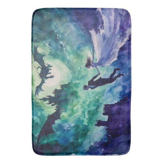 Flying Lovers - Waterverf Schilderen Badmat (Voorkant Verticaal)