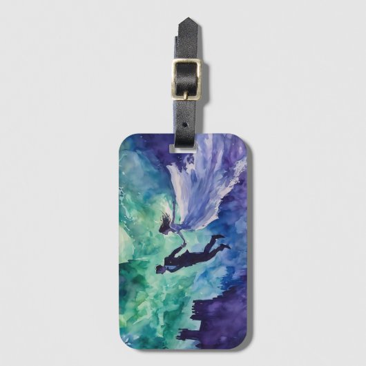 Flying Lovers - Waterverf Schilderen Bagagelabel (Voorkant (verticaal))