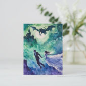 Flying Lovers - Waterverf Schilderen Briefkaart (Staand voorkant)