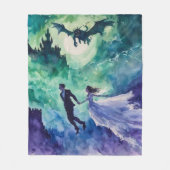 Flying Lovers - Waterverf Schilderen Fleece Deken (Voorkant)