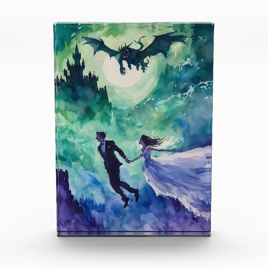 Flying Lovers - Waterverf Schilderen Fotoblokken (Voorkant)