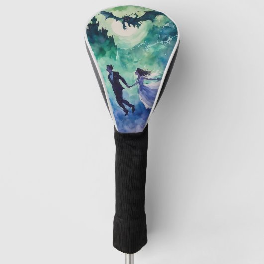 Flying Lovers - Waterverf Schilderen Golfheadcover (Voorkant)