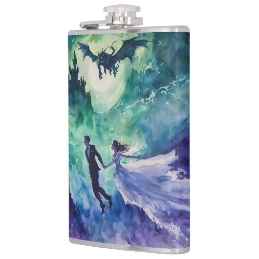 Flying Lovers - Waterverf Schilderen Heupfles (Links)