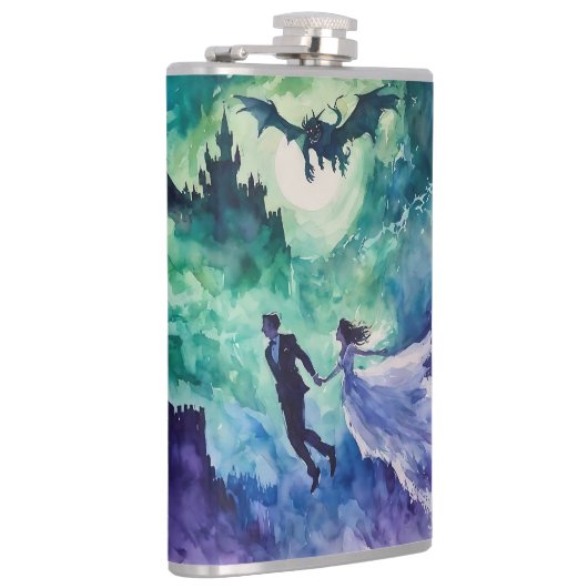 Flying Lovers - Waterverf Schilderen Heupfles (Rechts)