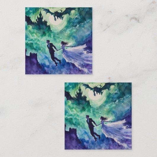 Flying Lovers - Waterverf Schilderen Informatiekaartje (Voorkant / Achterkant)