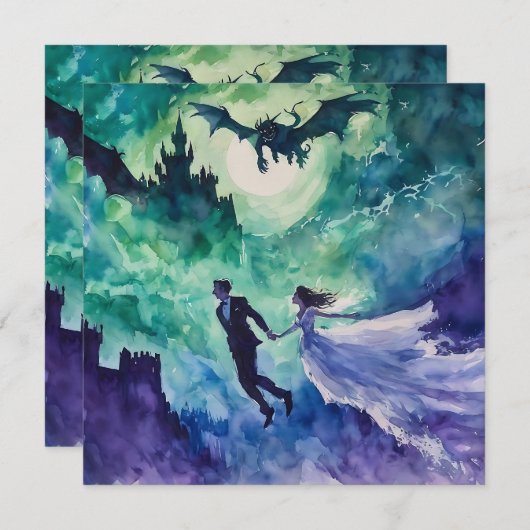 Flying Lovers - Waterverf Schilderen Kaart (Voorkant / Achterkant)