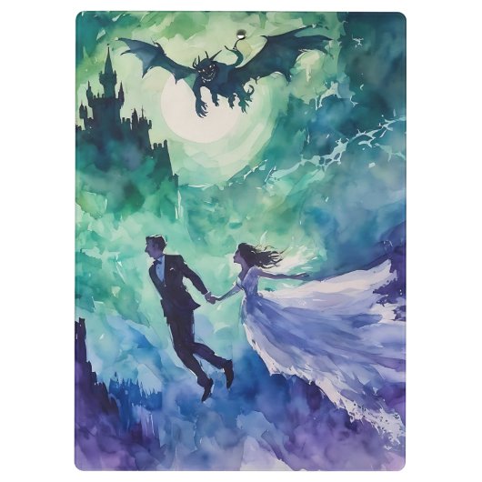 Flying Lovers - Waterverf Schilderen Klembord (Achterkant)