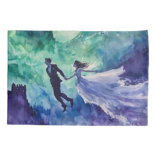 Flying Lovers - Waterverf Schilderen Kussensloop (Achterkant)