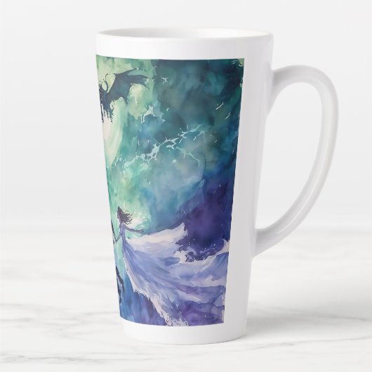 Flying Lovers - Waterverf Schilderen Latte Mok (Rechts)