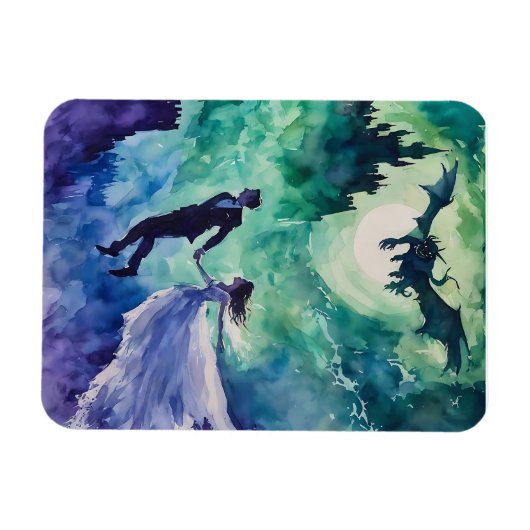 Flying Lovers - Waterverf Schilderen Magneet (Horizontaal)