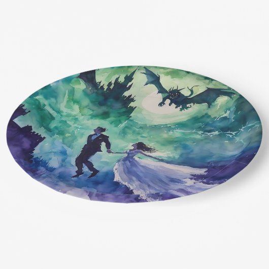 Flying Lovers - Waterverf Schilderen Papieren Bordje (Gekanteld)