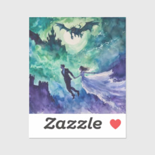 Flying Lovers - Waterverf Schilderen Sticker