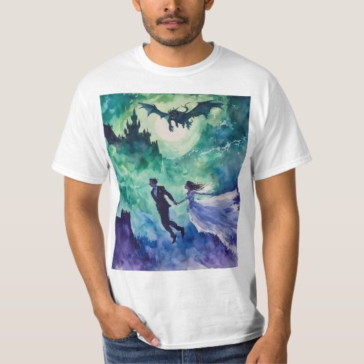 Flying Lovers - Waterverf Schilderen T-shirt (Voorkant)