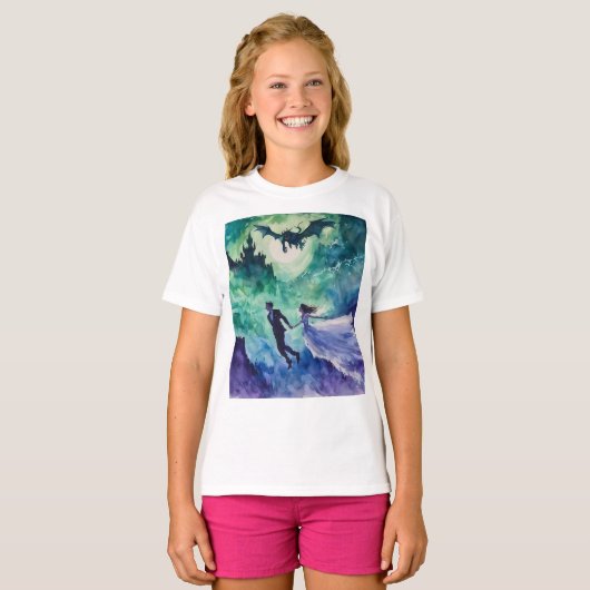 Flying Lovers - Waterverf Schilderen T-shirt (Voorkant volledig)