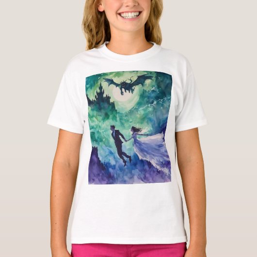 Flying Lovers - Waterverf Schilderen T-shirt (Voorkant)