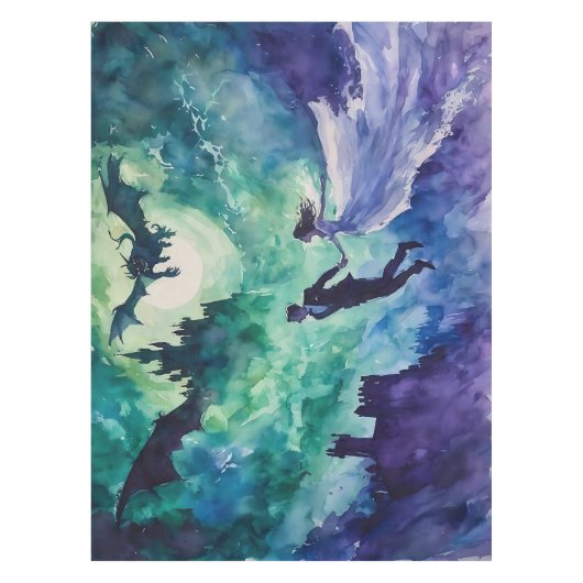 Flying Lovers - Waterverf Schilderen Tafelkleed (Voorkant)