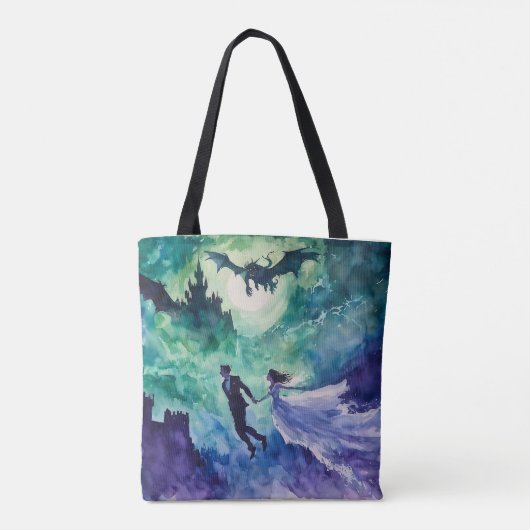 Flying Lovers - Waterverf Schilderen Tote Bag (Achterkant)