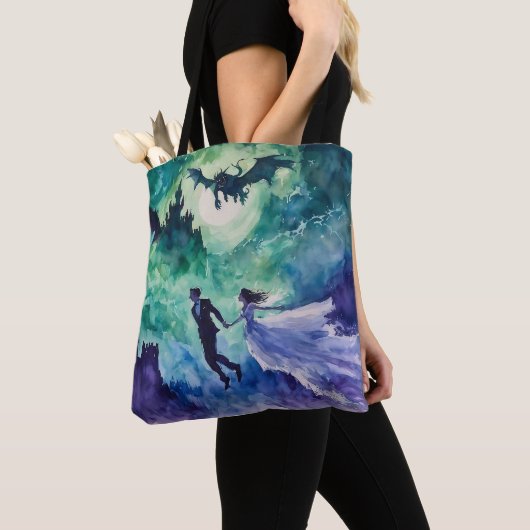 Flying Lovers - Waterverf Schilderen Tote Bag (Dichtbij)