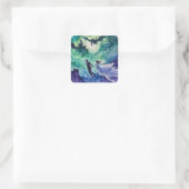 Flying Lovers - Waterverf Schilderen Vierkante Sticker (Tas)