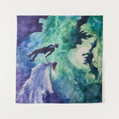 Flying Lovers - Waterverf Schilderen Wandkleed (Voorkant (horizontaal))