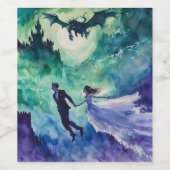 Flying Lovers - Waterverf Schilderen Wijn Etiket (Enkel label)