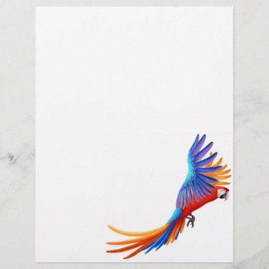 Flying Macaw Parrot Letterhead Stationery 8.5 x 11 (Voorkant)