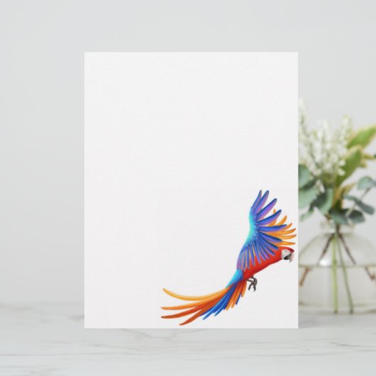 Flying Macaw Parrot Letterhead Stationery 8.5 x 11 (Staand voorkant)