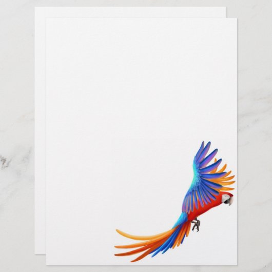 Flying Macaw Parrot Letterhead Stationery 8.5 x 11 (Voorkant / Achterkant)