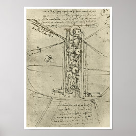Flying Machine, Leonardo da Vinci, 1488 Poster