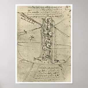 Flying Machine, Leonardo da Vinci, 1488 Poster