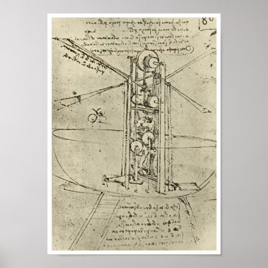 Flying Machine, Leonardo da Vinci, 1488 Poster (Voorkant)