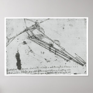 Flying Machine, Leonardo da Vinci, 1490 Poster