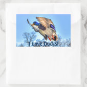 Flying Mallard Duck Drake Wildlife Foto Rechthoekige Sticker (Tas)