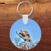 Flying Mallard Duck Drake Wildlife Foto Sleutelhanger (Voorkant)