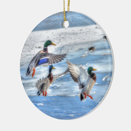 Flying Mallard Ducks Wildlife Gift Keramisch Ornament (Links)