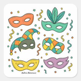 Flying Masks Vierkante Sticker