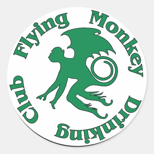 Flying Monkey Drink Club Ronde Sticker (Voorkant)