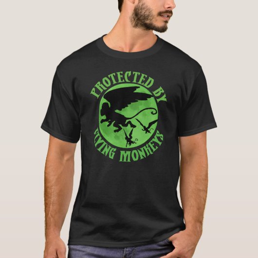 Flying Monkey Witch Gift Protected by Flying Monke T-shirt (Voorkant)