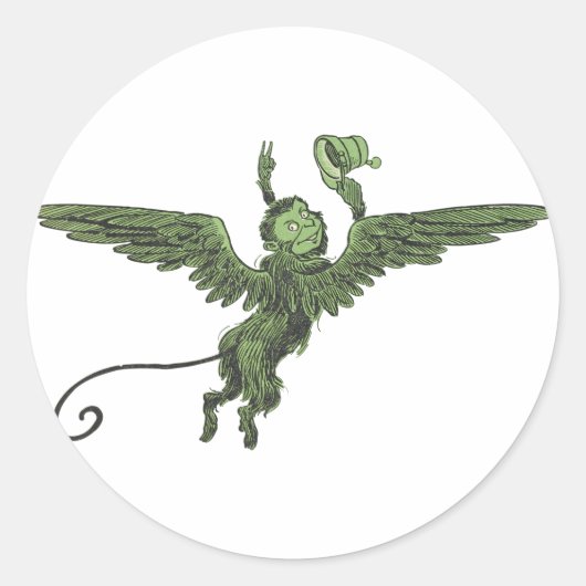 Flying Monkey, Wizard of Oz Ronde Sticker (Voorkant)