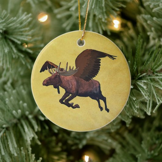 Flying Moose Keramisch Ornament (Boom)