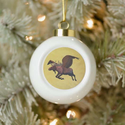 Flying Moose Keramische Bal Ornament (Boom)