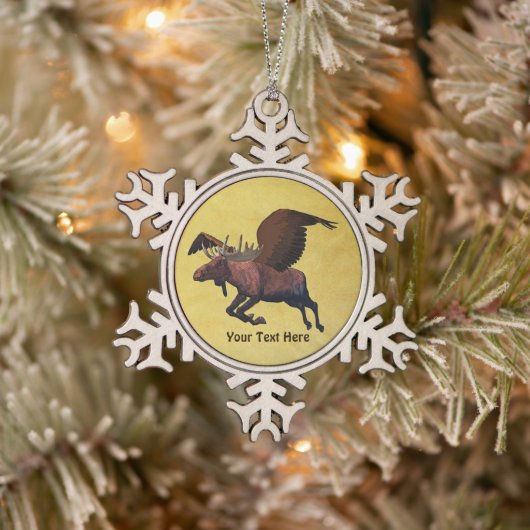 Flying Moose Tin Sneeuwvlok Ornament (Boom)