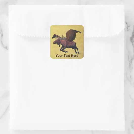 Flying Moose Vierkante Sticker (Tas)