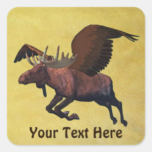 Flying Moose Vierkante Sticker